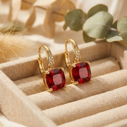 Brincos de Argola de Pedra Mística Elegante em Ouro