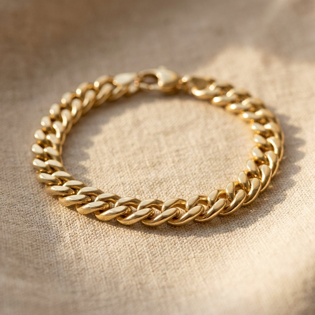 Pulseira Cubana de Ouro Antigo