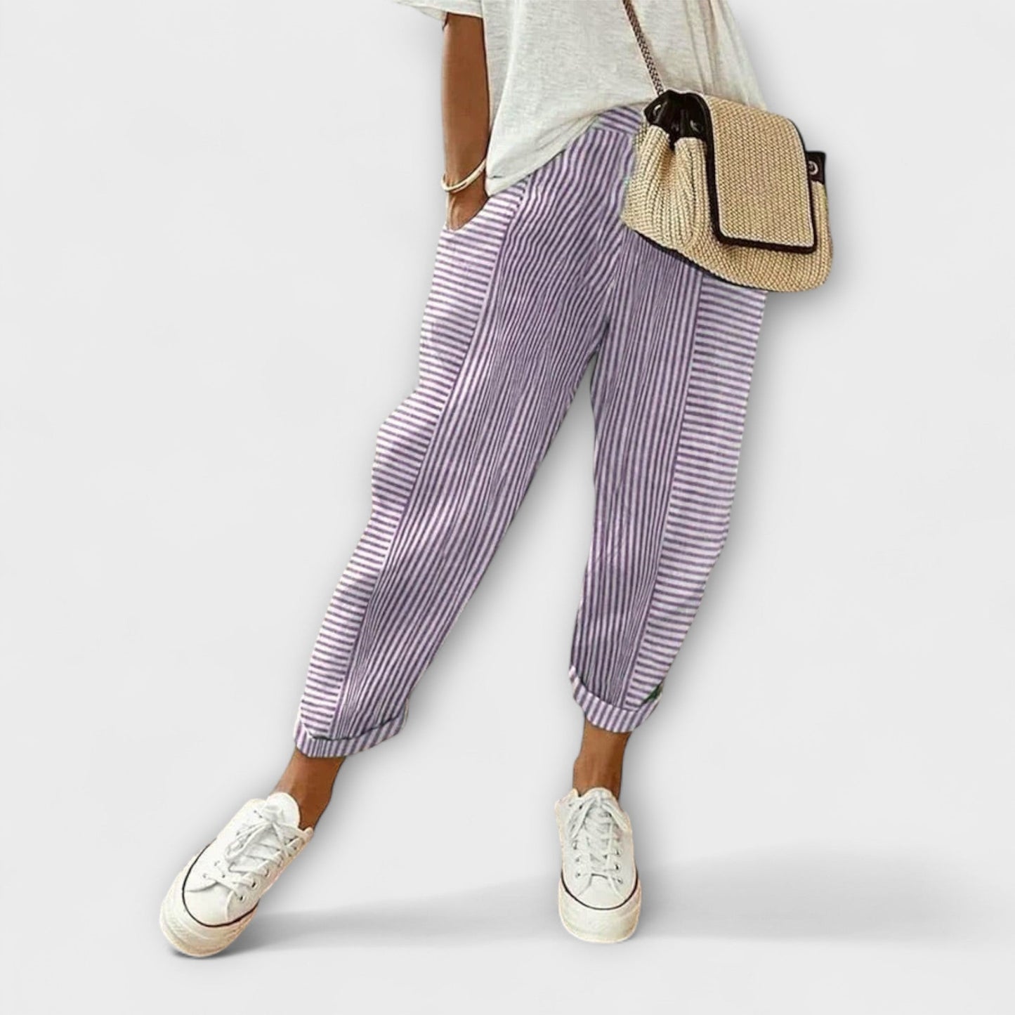 Sanne - Calça listrada confortável