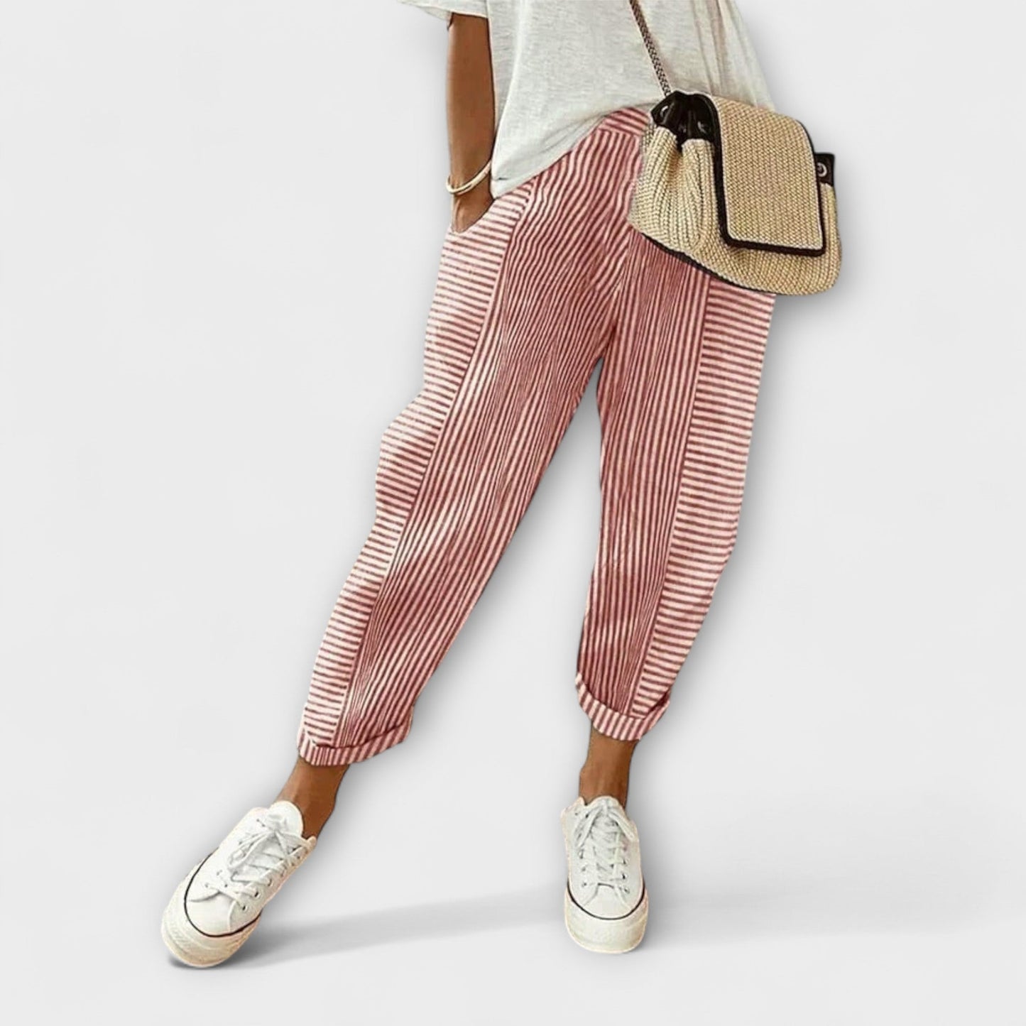 Sanne - Calça listrada confortável