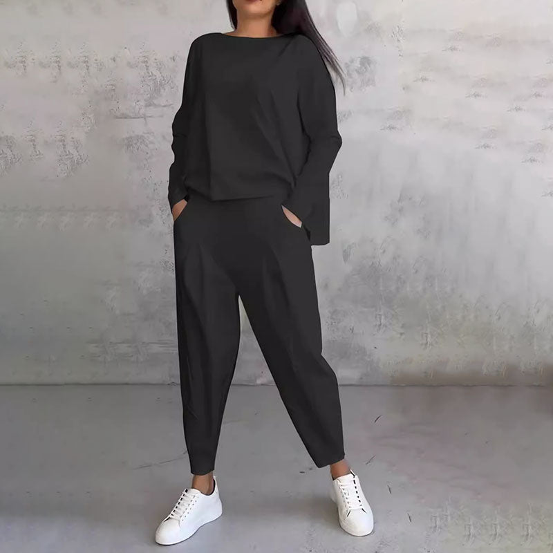 Léa | Conjunto de duas peças com blusa de manga longa e calças soltas