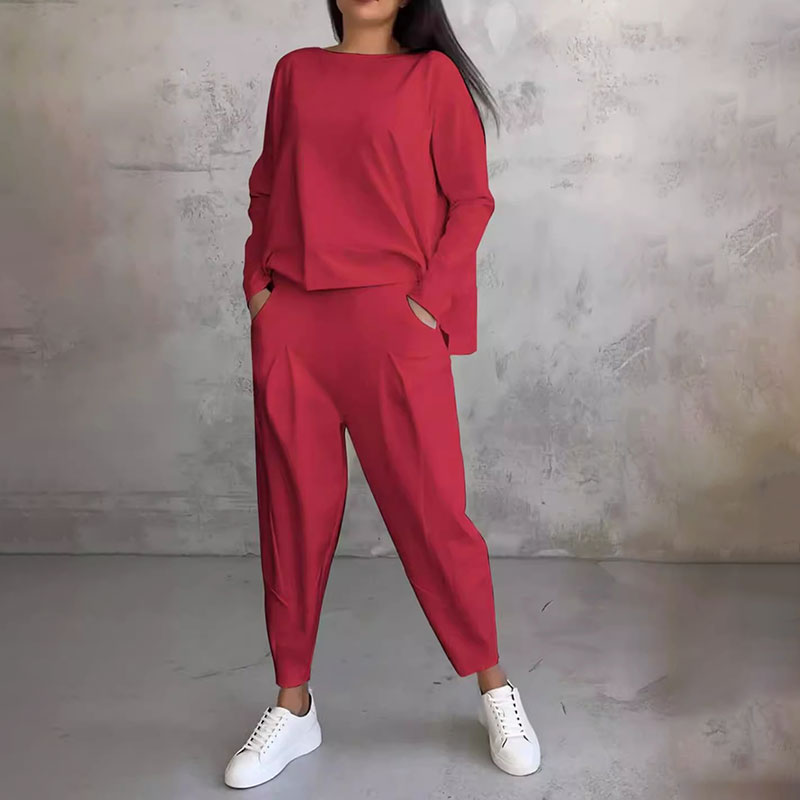 Léa | Conjunto de duas peças com blusa de manga longa e calças soltas