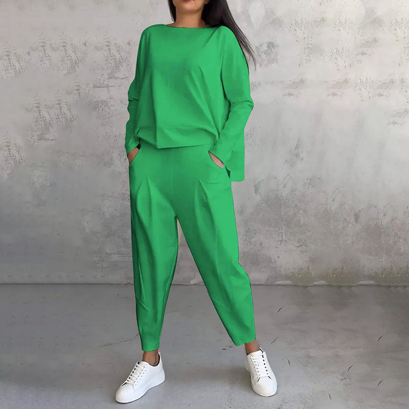 Léa | Conjunto de duas peças com blusa de manga longa e calças soltas