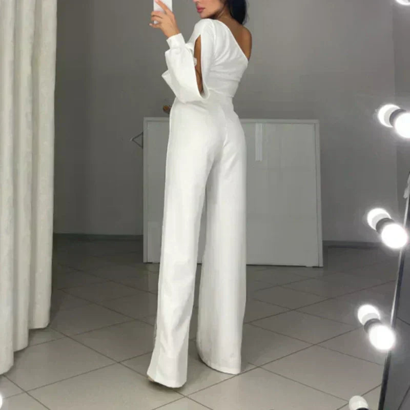 Azlina - Macacão Flare de Um Ombro