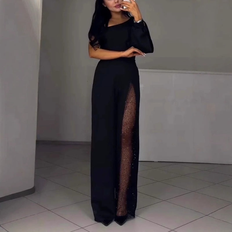 Azlina - Macacão Flare de Um Ombro