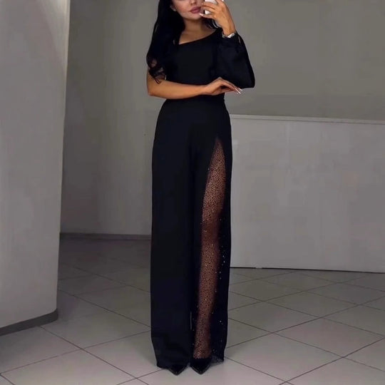 Azlina - Macacão Flare de Um Ombro