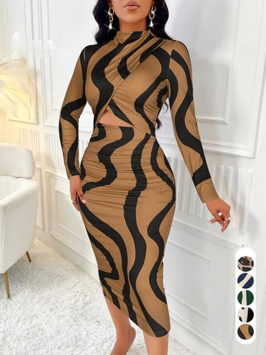ARA™ - Vestido justo com recortes e estampado colorido para a primavera e o outono